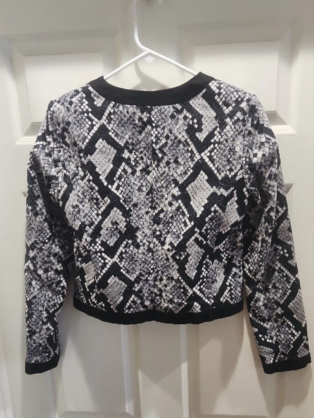 Michael Kors Black & White Snake-Print Bomber Jacket